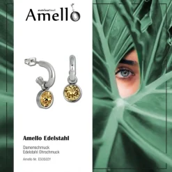 Amello Edelstahl Creole Zirkonias Zirkonia bernstein Ohrring ESOS02Y