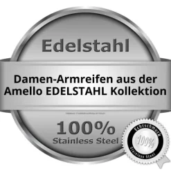 Amello Edelstahl Keramik Armreifen Herz schwarz Damen Stahlschmuck ESAX26S5