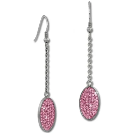 Amello Edelstahl Ohrhänger Oval Zirkonia Kristalle rosa Ohrring ESOS09A