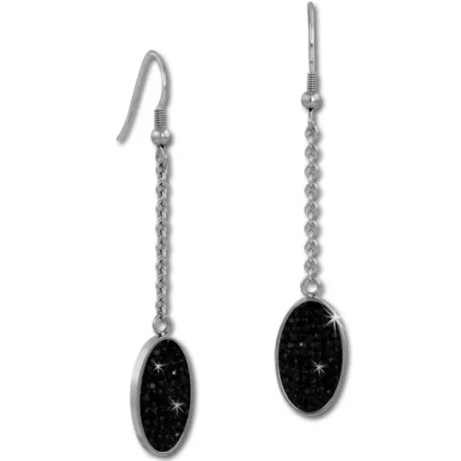 Amello Edelstahl Ohrhänger Oval Zirkonia Kristalle schwarz Ohrring ESOS09S