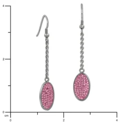 Amello Edelstahl Ohrhänger Oval Zirkonia Kristalle rosa Ohrring ESOS09A