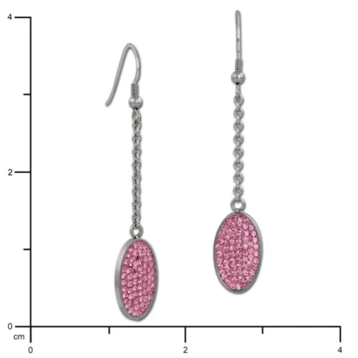 Amello Edelstahl Ohrhänger Oval Zirkonia Kristalle rosa Ohrring ESOS09A