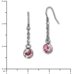 Amello Edelstahl Ohrhänger rund Zirkonias rosa Ohrring ESOS06A