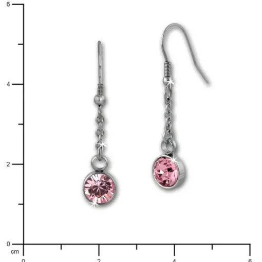 Amello Edelstahl Ohrhänger rund Zirkonias rosa Ohrring ESOS06A