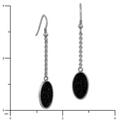 Amello Edelstahl Ohrhänger Oval Zirkonia Kristalle schwarz Ohrring ESOS09S