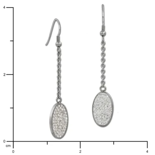 Amello Edelstahl Ohrhänger Oval Zirkonia Kristalle weiß Ohrring ESOS09W