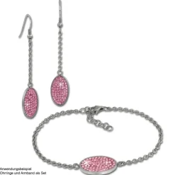 Amello Edelstahl Ohrhänger Oval Zirkonia Kristalle rosa Ohrring ESOS09A