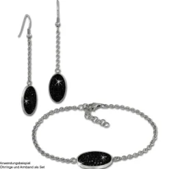 Amello Edelstahl Ohrhänger Oval Zirkonia Kristalle schwarz Ohrring ESOS09S