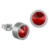 Amello Edelstahl Ohrstecker rund Zirkonias rot Ohrring ESOS03R