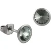 Amello Edelstahl Ohrstecker rund Zirkonias grau Ohrring ESOS07K