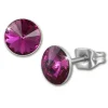 Amello Edelstahl Ohrstecker fuchsia rund Zirkonia Damen Ohrringe ESOS11P