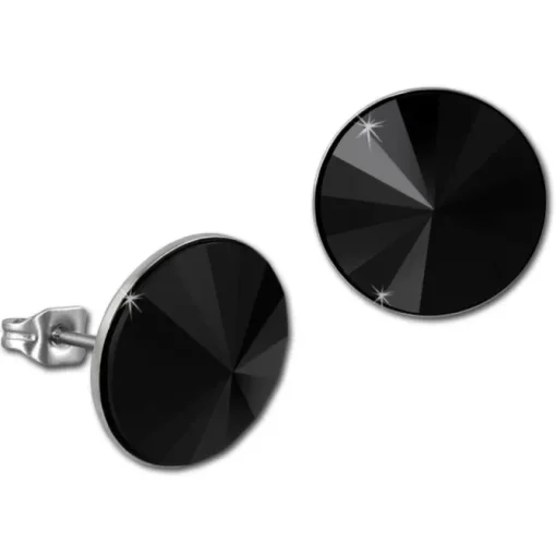 Amello Edelstahl Ohrstecker Kegel Zirkonias schwarz Ohrring ESOS10S