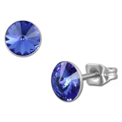 Amello Edelstahl Ohrstecker blau rund Zirkonia Damen Ohrringe ESOS11B