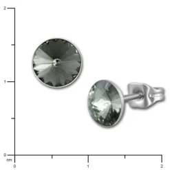 Amello Edelstahl Ohrstecker grau rund Zirkonia Damen Ohrringe ESOS11K