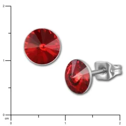 Amello Edelstahl Ohrstecker rot rund Zirkonia Damen Ohrringe ESOS11R