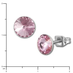 Amello Edelstahl Ohrstecker rosa rund Zirkonia Damen Ohrringe ESOS11A