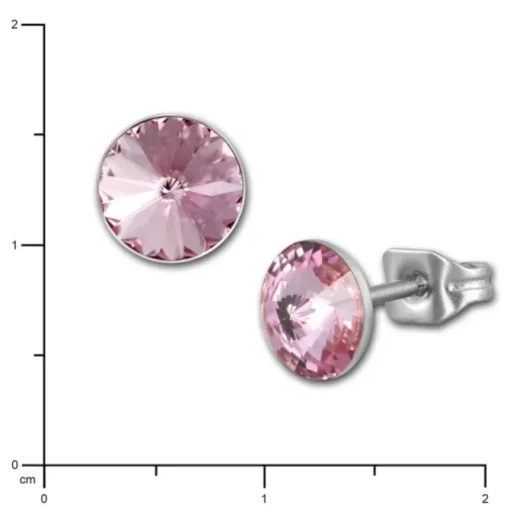 Amello Edelstahl Ohrstecker rosa rund Zirkonia Damen Ohrringe ESOS11A