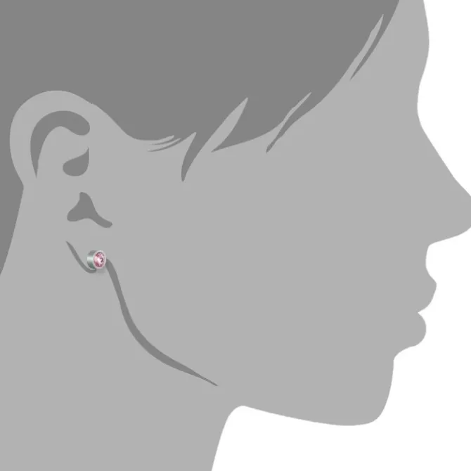 Amello Edelstahl Ohrstecker rund Zirkonias rosa Ohrring ESOS03A