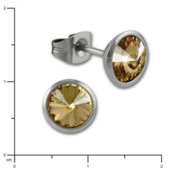 Amello Edelstahl Ohrstecker rund Zirkonias bernstein Ohrring ESOS07Y