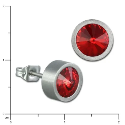 Amello Edelstahl Ohrstecker rund Zirkonias rot Ohrring ESOS03R
