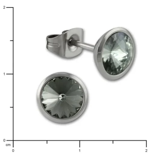 Amello Edelstahl Ohrstecker rund Zirkonias grau Ohrring ESOS07K