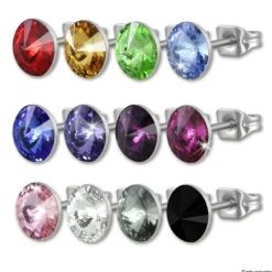 Amello Edelstahl Ohrstecker fuchsia rund Zirkonia Damen Ohrringe ESOS11P