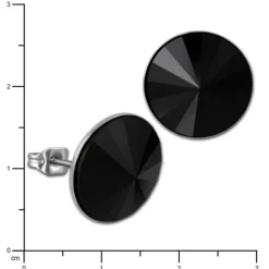 Amello Edelstahl Ohrstecker Kegel Zirkonias schwarz Ohrring ESOS10S