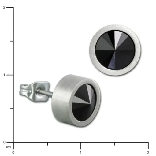 Amello Edelstahl Ohrstecker Zirkonias schwarz Ohrring ESOS03S