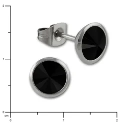 Amello Edelstahl Ohrstecker rund Zirkonias schwarz Ohrring ESOS07S