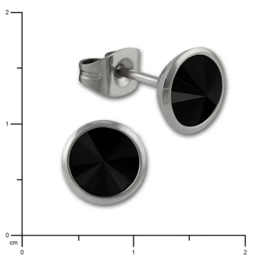 Amello Edelstahl Ohrstecker rund Zirkonias schwarz Ohrring ESOS07S