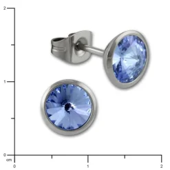 Amello Edelstahl Ohrstecker rund Zirkonias hellblau Ohrring ESOS07H