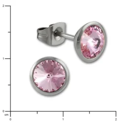 Amello Edelstahl Ohrstecker rund Zirkonias rosa Ohrring ESOS07A