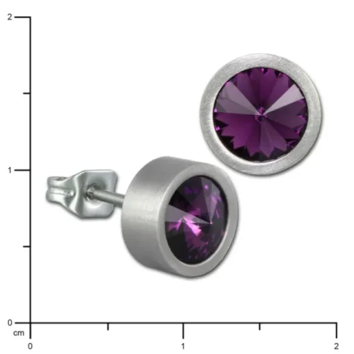 Amello Edelstahl Ohrstecker rund Zirkonias flieder Ohrring ESOS03F