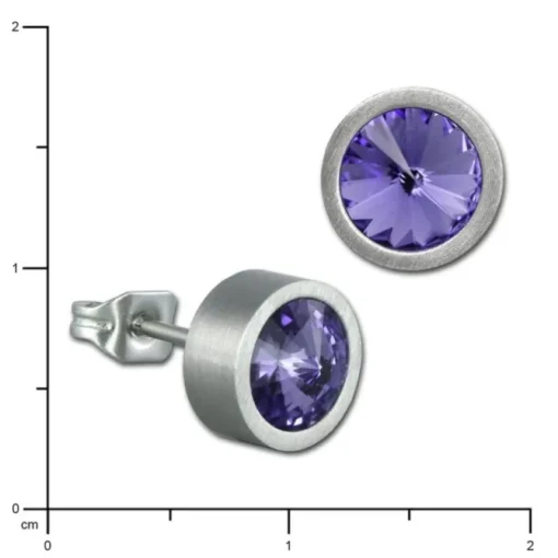 Amello Edelstahl Ohrstecker rund Zirkonias lila Ohrring ESOS03V