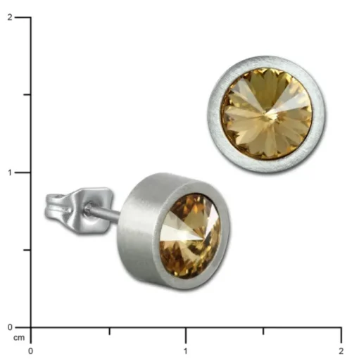 Amello Edelstahl Ohrstecker Zirkonias bernstein Ohrring ESOS03Y