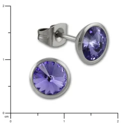 Amello Edelstahl Ohrstecker rund Zirkonias lila Ohrring ESOS07V