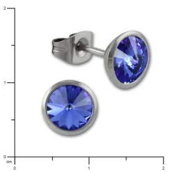 Amello Edelstahl Ohrstecker rund Zirkonias blau Ohrring ESOS07B