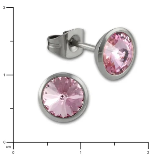 Amello Edelstahl Ohrstecker rund Zirkonias rosa Ohrring ESOS07A