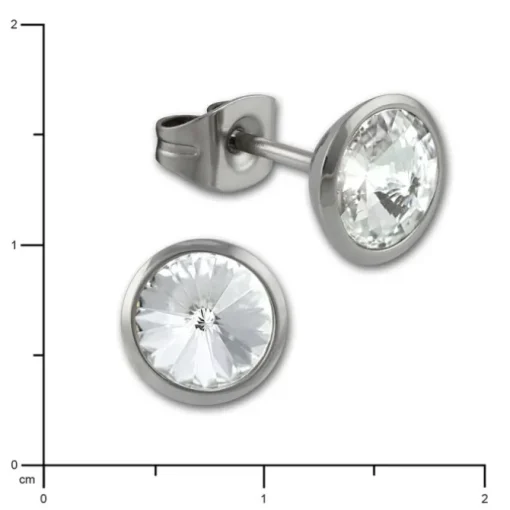 Amello Edelstahl Ohrstecker rund Zirkonias weiß Ohrring ESOS07W