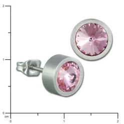 Amello Edelstahl Ohrstecker rund Zirkonias rosa Ohrring ESOS03A