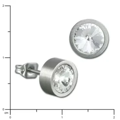 Amello Edelstahl Ohrstecker rund Zirkonias weiß Ohrring ESOS03W