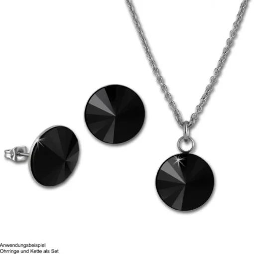 Amello Edelstahl Ohrstecker Kegel Zirkonias schwarz Ohrring ESOS10S