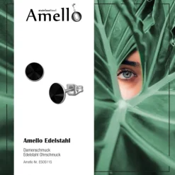 Amello Edelstahl Ohrstecker schwarz rund Zirkonia Damen Ohrringe ESOS11S