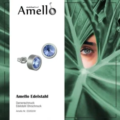 Amello Edelstahl Ohrstecker Zirkonias hellblau Ohrring ESOS03H