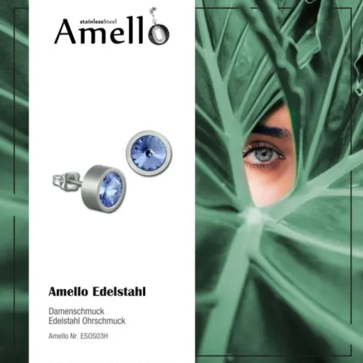 Amello Edelstahl Ohrstecker Zirkonias hellblau Ohrring ESOS03H