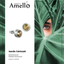 Amello Edelstahl Ohrstecker Zirkonias bernstein Ohrring ESOS03Y