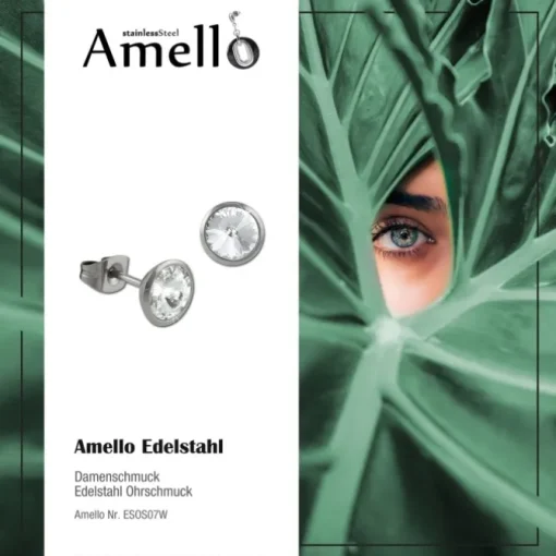 Amello Edelstahl Ohrstecker rund Zirkonias weiß Ohrring ESOS07W