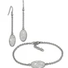 Amello Edelstahl Schmuckset Ohrringe & Armband Zirkonia Glitzer weiß ESSS03W