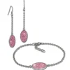 Amello Edelstahl Schmuckset Ohrringe & Armband Zirkonia Glitzer rosa ESSS03A