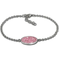 Amello Edelstahl Schmuckset Ohrringe & Armband Zirkonia Glitzer rosa ESSS03A